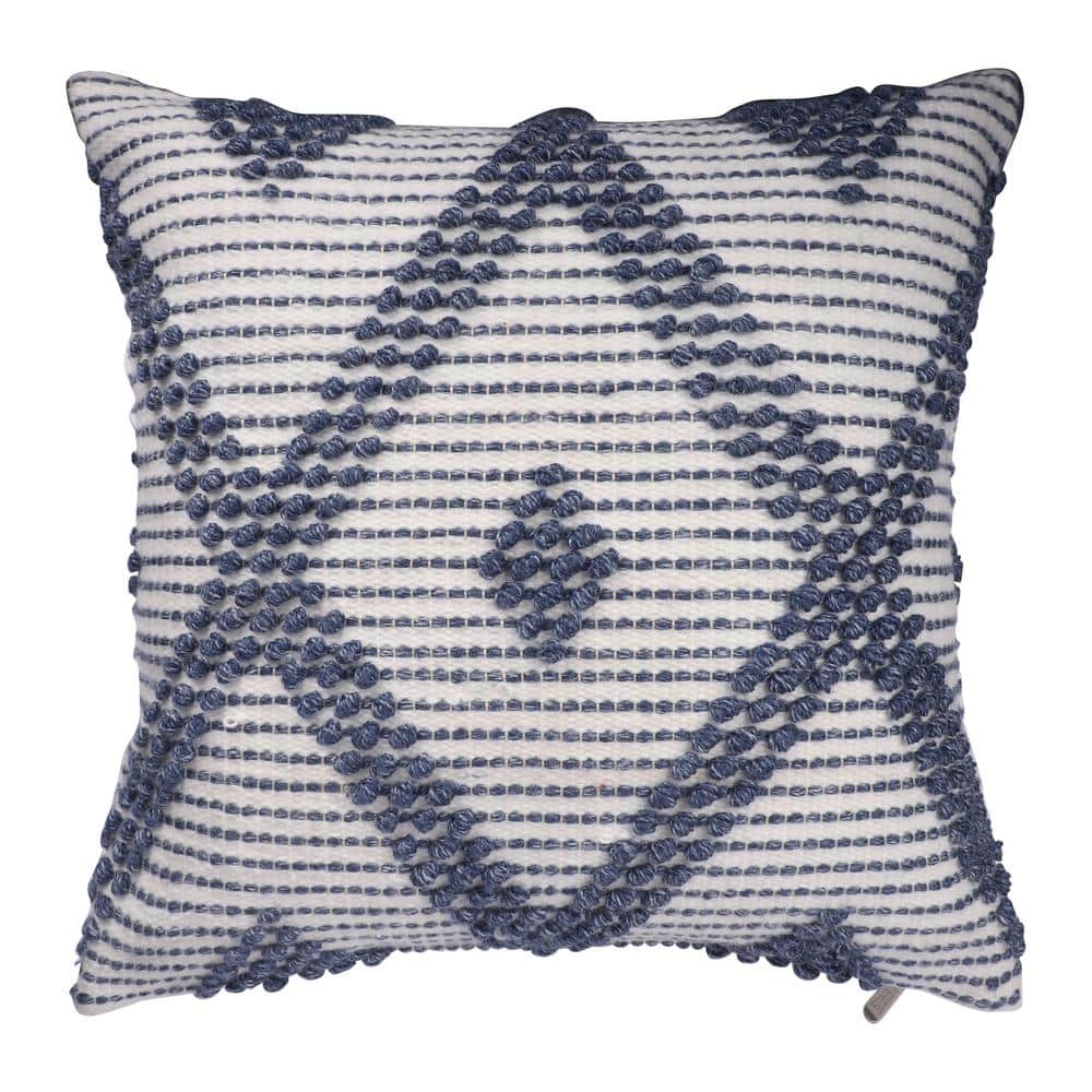 Eliza Natural/White Diamond Hand-Woven Indoor/Outdoor Polyfilled 20 in. x 2