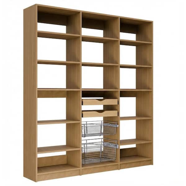 Alto Pantry Collection 60 in. W Oak Wall Mounted 2-Shelf Towers and Shelf Tower w/ Pull Outs Wood Closet System