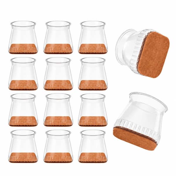 1.06 in to 1.54 in Silicone Chair Leg Floor Protectors with Felt Pads Anti Scratch Furniture Leg Caps 24 Pack