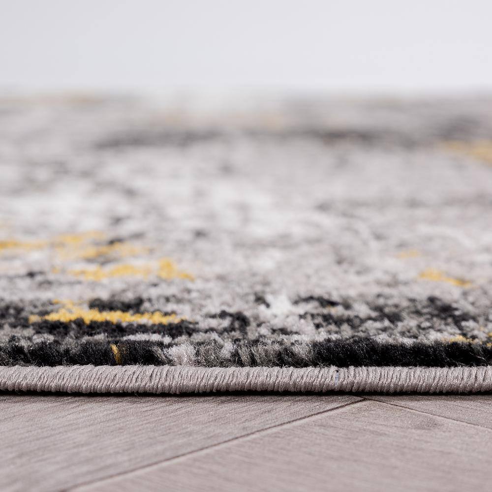 Adare Yellow and Gray Abstract 5' x 7' Synthetic Area Rug