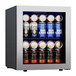 16.9 in. Single Zone 66-Cans Beverage Cooler Freestanding/Countertop Quiet Compressor Refrigerator in Stainless Steel