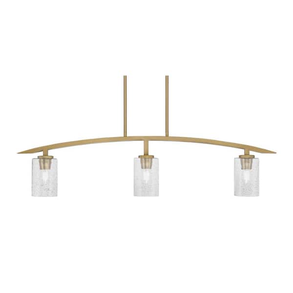 Unbranded Siena 3-Light, Brass, Linear Chandelier, Any room with Smoke Bubble Glass Shades