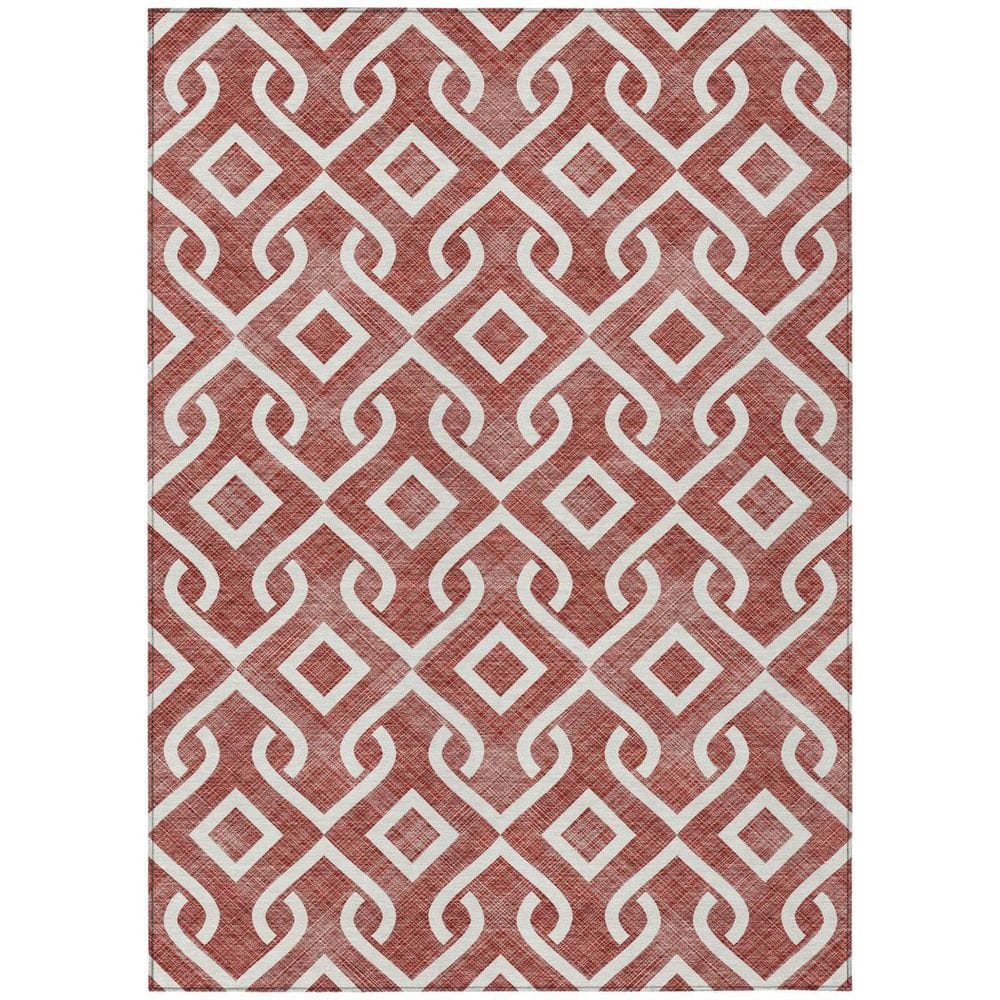 HomeRoots Burgundy, Ivory 5 ft. x 8 ft. Woven Geometric Polyester ...