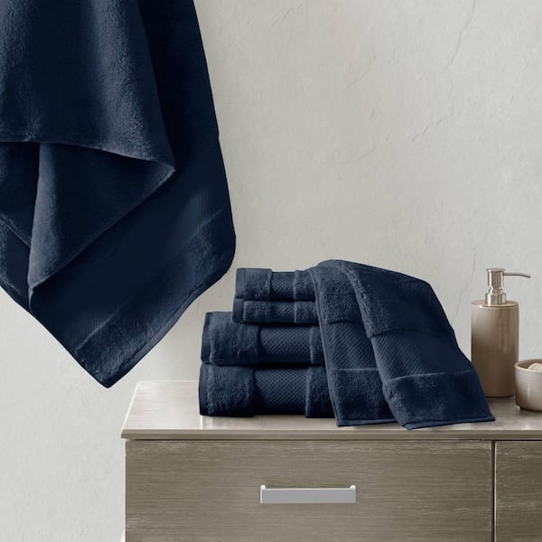 MADISON PARK Signature Turkish 6-Piece Navy Cotton Bath Towel Set