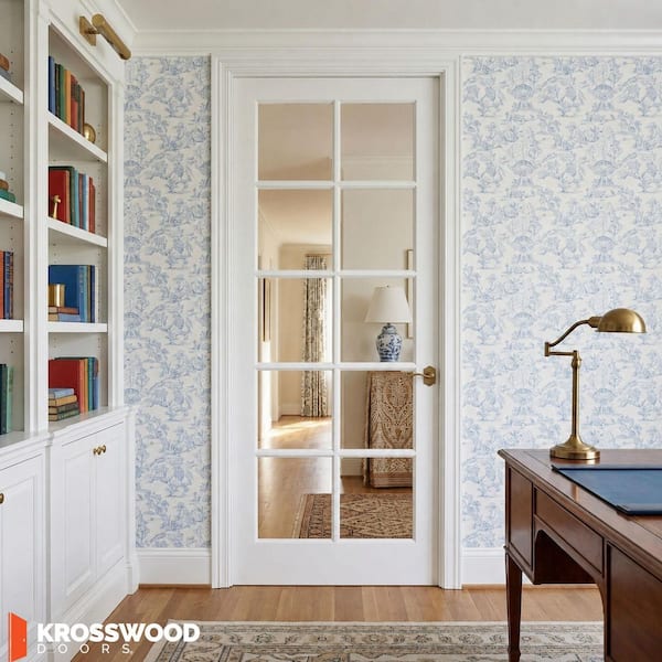 30 in. x 80 in. Shaker 10-Lite Primed Right-Hand Low-E Glass MDF Wood Clear Composite Single Prehung Interior Door
