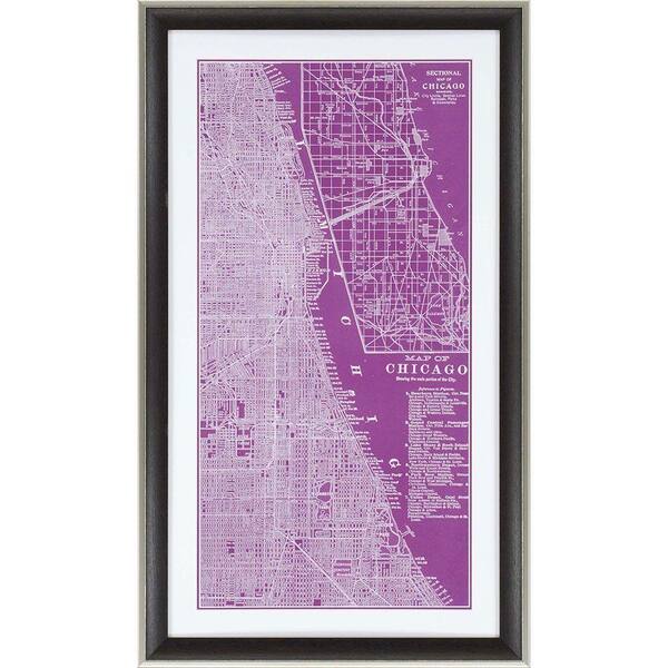 Unbranded 43 in. x 25 in. "Map of Chicago" by Unknown Framed Printed Wall Art