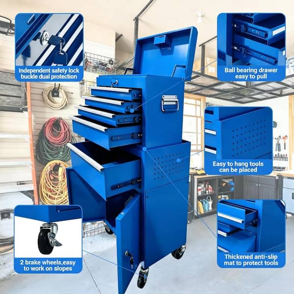 Sunvasagoo 5-Drawer Blue Tool Chest Tool Box ,Lockable Detachable Sunvasagoo 5-Drawer Blue Tool Chest Tool Box ,Lockable Detachable