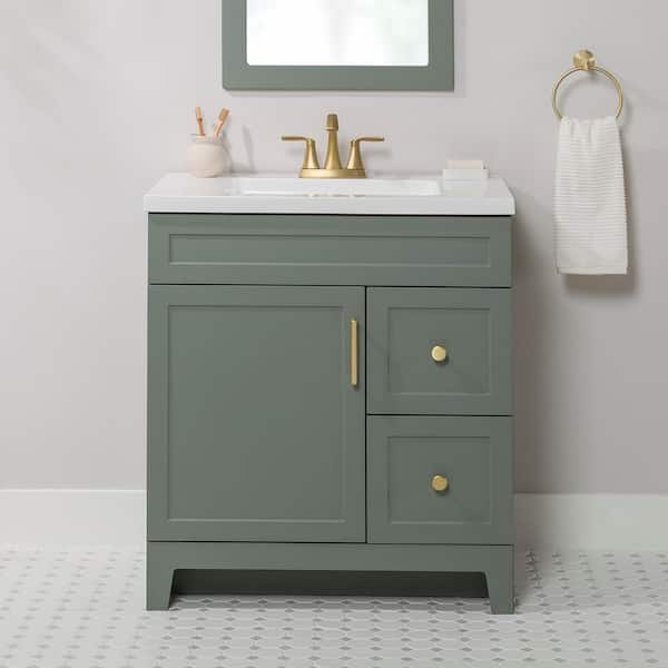 Chasbury 31 in. Single Sink Palm Green Bath Vanity with White Cultured Marble Top (Assembled)