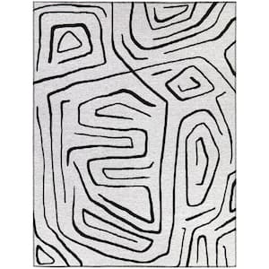 Lux White 8 ft. x 10 ft. Abstract Area Rug