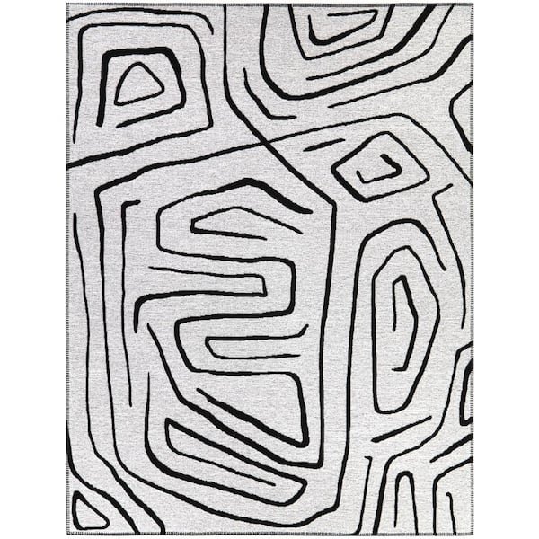 BALTA Lux White 8 ft. x 10 ft. Abstract Area Rug