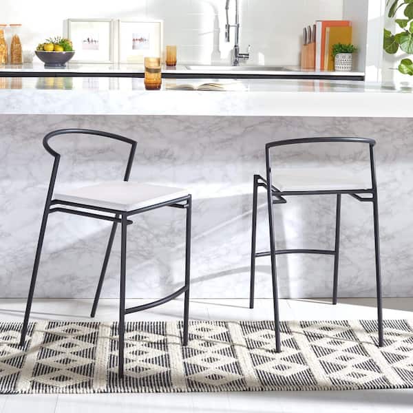 SAFAVIEH Knightley 25.75 in. White/Black Metal Counter Stool