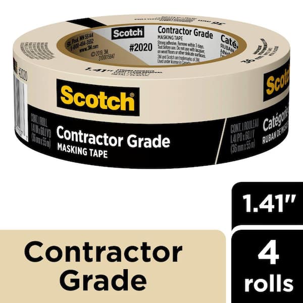 3M Scotch 1.41 in. x 60.1 Yds. Multi-Surface Contractor Grade Tan Masking Tape (4 Rolls)