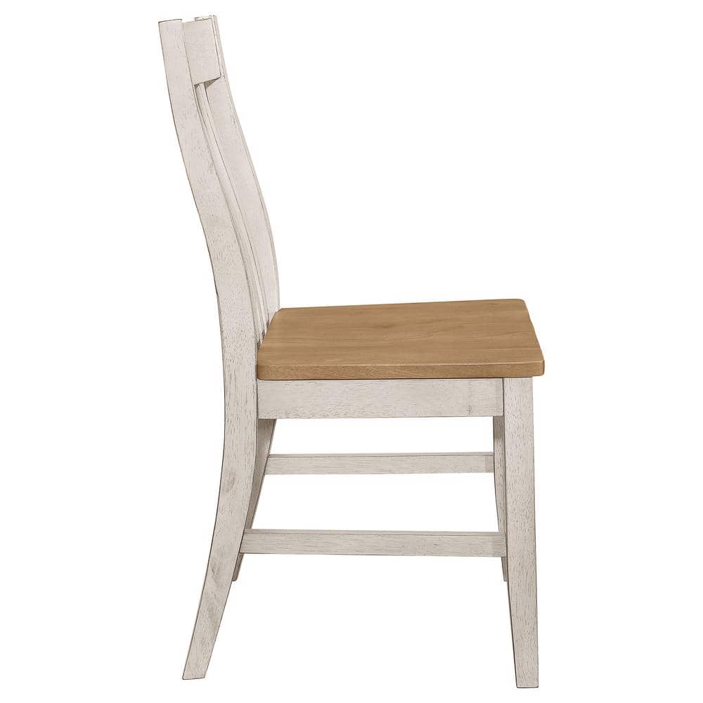Rustic White Wood Slat Back Side Chair Set