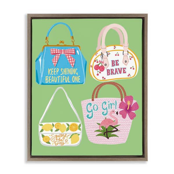 Stupell Industries Girl Vibes Handbags by Jo Reid Brown Floater Frame Abstract Graphic Art Print 31 in. x 25 in.