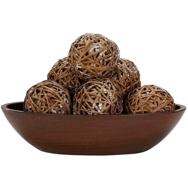 Nearly Natural 3.75 in. H Brown Decorative Balls (Set of 6)