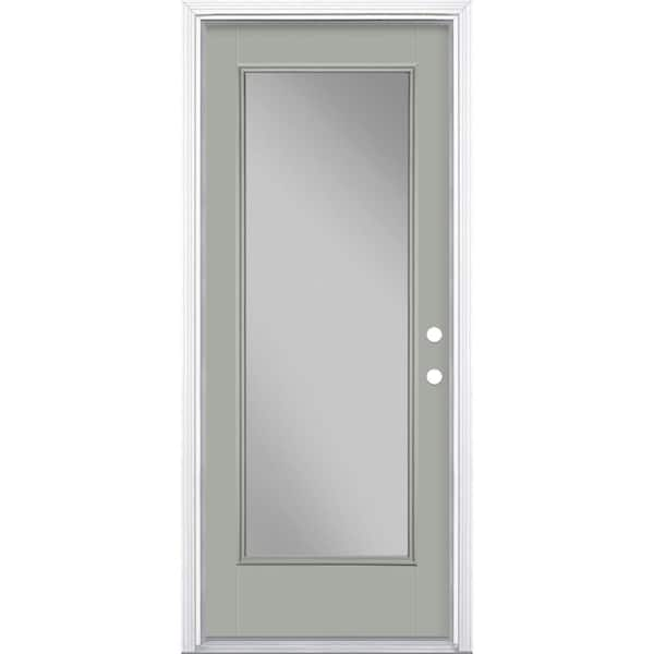 Masonite 32 in. x 80 in. Full Lite Left Hand Inswing Painted Smooth Fiberglass Prehung Front Exterior Door w/ Brickmold