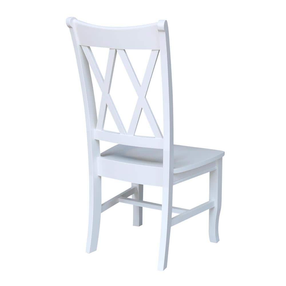 White High Cross Back Wood Side Chair Set