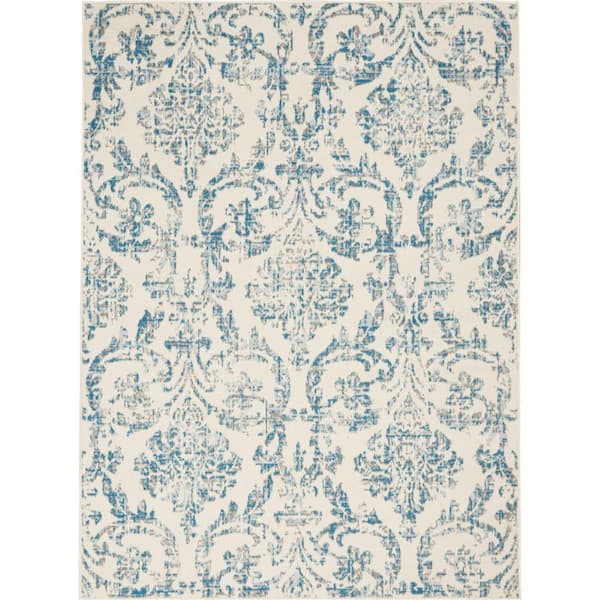 Nourison Jubilant Ivory/Blue 5 ft. x 7 ft. Persian Vintage Area Rug