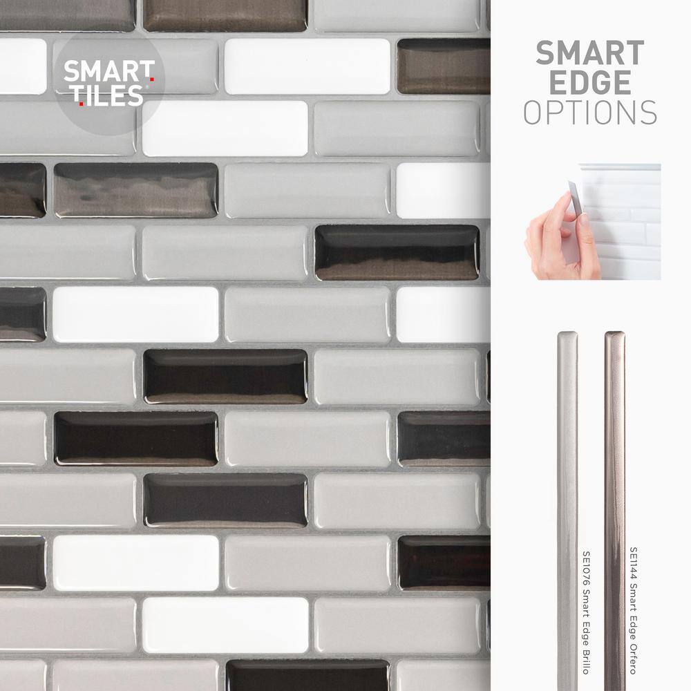 Murano Metallik Gray Glossy Peel and Stick Wall Tile