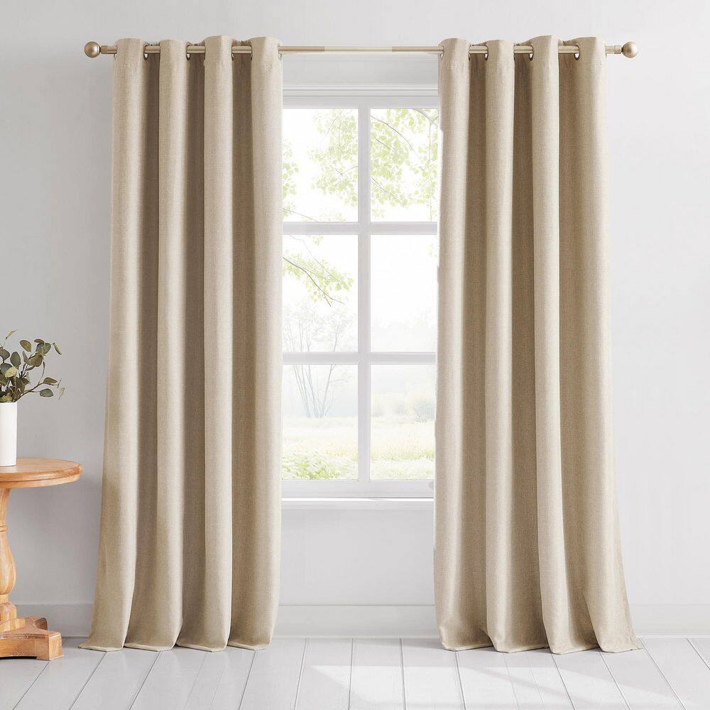 Meena Slub Neutral Polyester 52 in. W x 84 in. L Metal Grommets Blackout Curtain (Set of 2) price history on PriceWatchPro