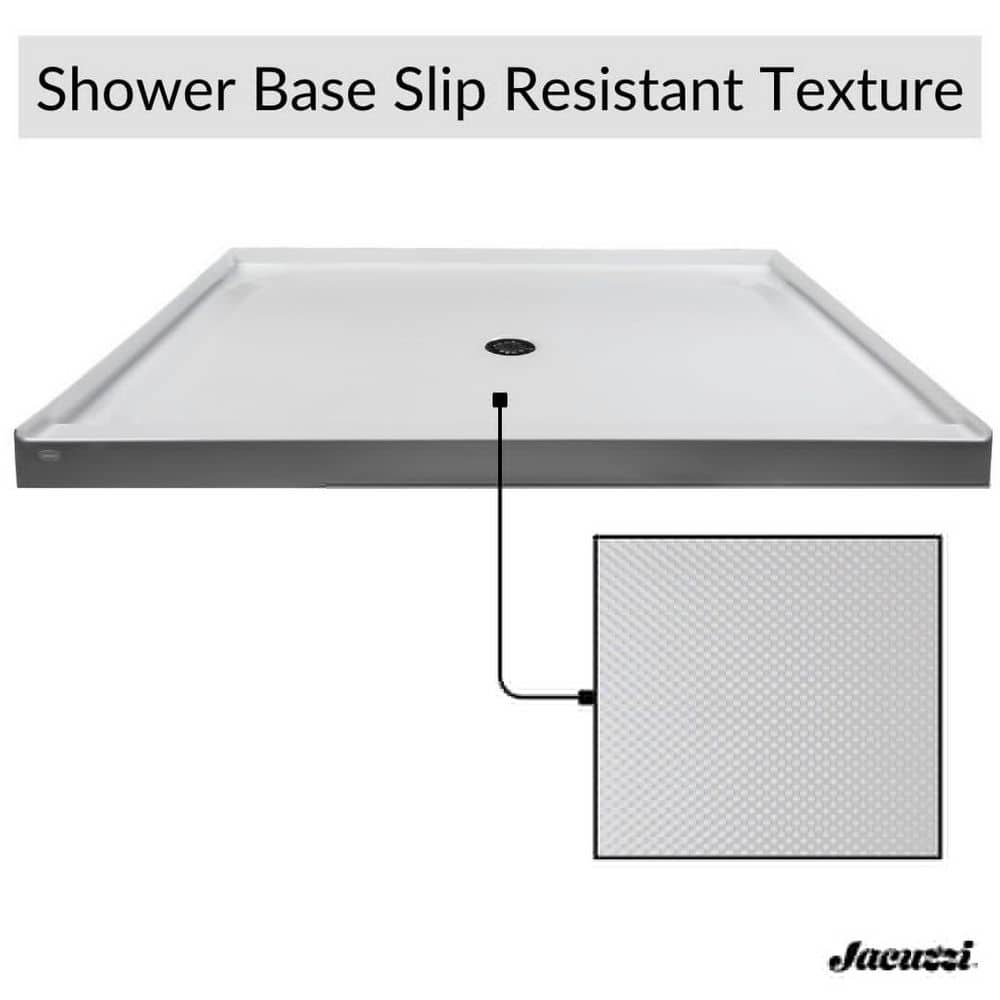 White Acrylic 60" x 36" Center Drain Shower Base