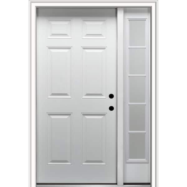 MMI Door 53 in. x 81.75 in. 6-Panel Left Hand Inswing Classic Primed Fiberglass Smooth Prehung Front Door with One Sidelite