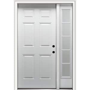 53 in. x 81.75 in. 6-Panel Left-Hand 6-Panel Primed Steel Prehung Front Door with One Sidelite on 6-9/16 in. Frame