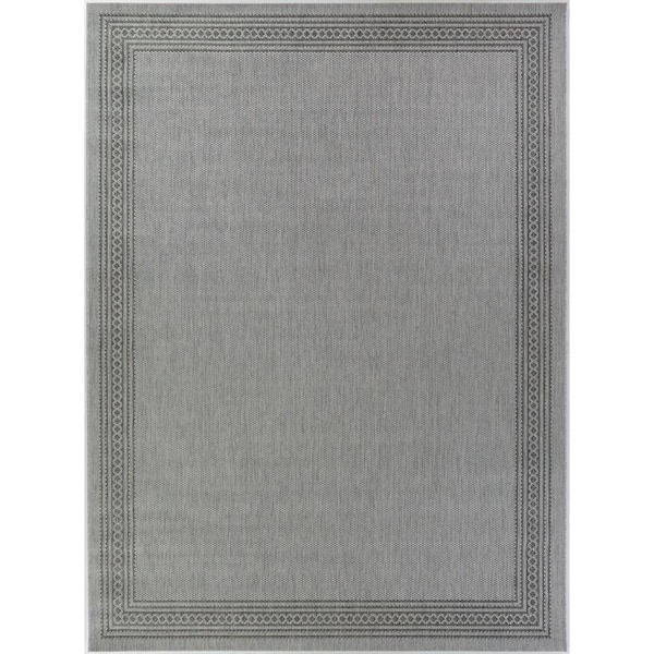 Hampton Bay Border Charcoal Gray 5 ft. 3 in. x 7 ft. Polypropylene Indoor/Outdoor Patio Area Rug