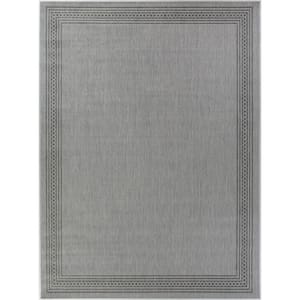 Border Charcoal Gray 9 ft. x 12 ft. Indoor/Outdoor Patio Area Rug