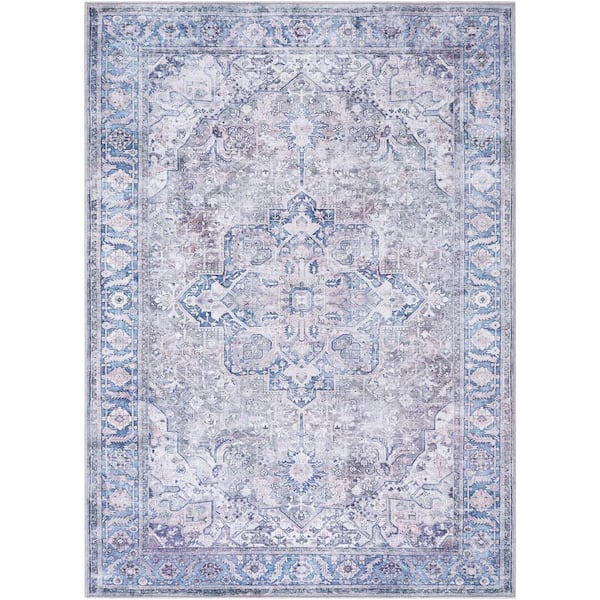 Livabliss Georgina Dark Blue/Gray 8 ft. x 10 ft. Traditional Indoor Area Rug
