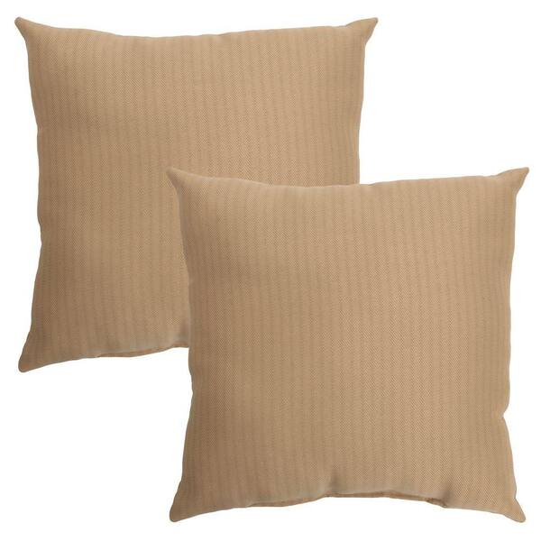 Hampton Bay Sand Solid Square Outdoor Throw Pillow (2-Pack)