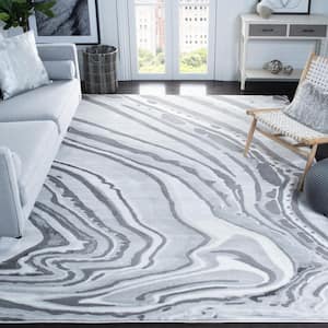 Craft Light Gray/Gray 7 ft. x 7 ft. Square Abstract Area Rug