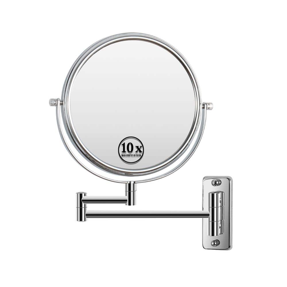 FUNKOL 8 in. Small Round 1x/10x Magnifying WallMounted Bathroom Makeup