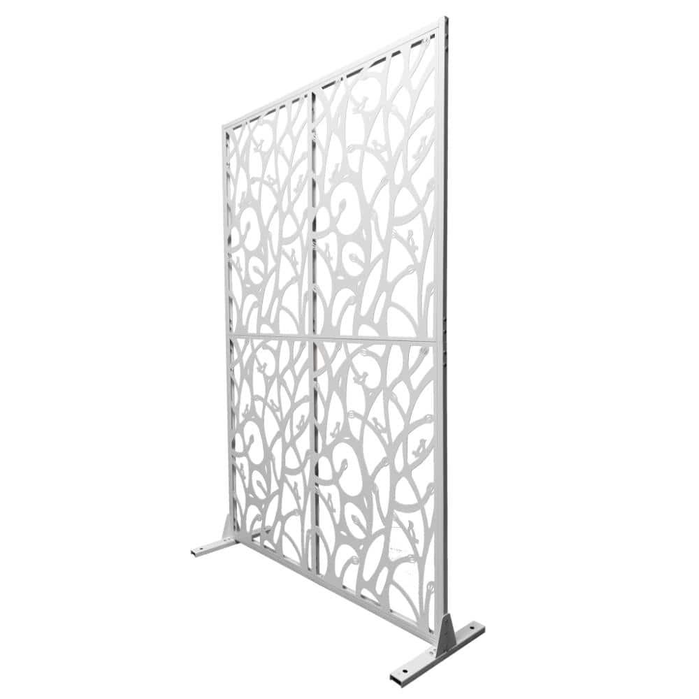 White 72 in. H x 45.3 in. W Outdoor Freestanding Metal Privacy Screen, Divider Fence with Stable Base price history on PriceWatchPro