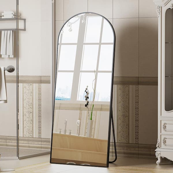 21 in. W x 64 in. H Arched Aluminum Alloy Framed Black Full Length Mirror Bathroom Vanity Mirror