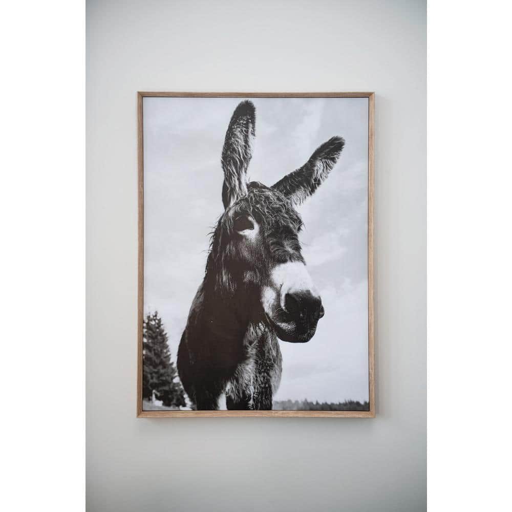 Framed Black and Gray Donkey Canvas Wall Art 37.25 in.
