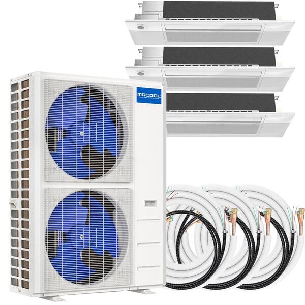 MRCOOL DIY 48,000 BTU 4-Ton 3-Zone 20.5 SEER Ductless Mini-Split AC and  Heat Pump with Cassettes 12K+18K+18K u0026 25,35,75ft Lines DIYM348HPC01C38 -  The Home Depot