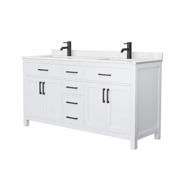 Wyndham Collection Beckett 66 in. W x 22 in. D Double Bath Vanity in White with Cultured Marble Vanity Top in White with White Basins