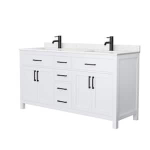 Beckett 66 in. W x 22 in. D Double Bath Vanity in White with Cultured Marble Vanity Top in White with White Basins