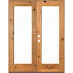 Krosswood Doors 64 in. x 80 in. Rustic Knotty Alder Clear Full-Lite ...