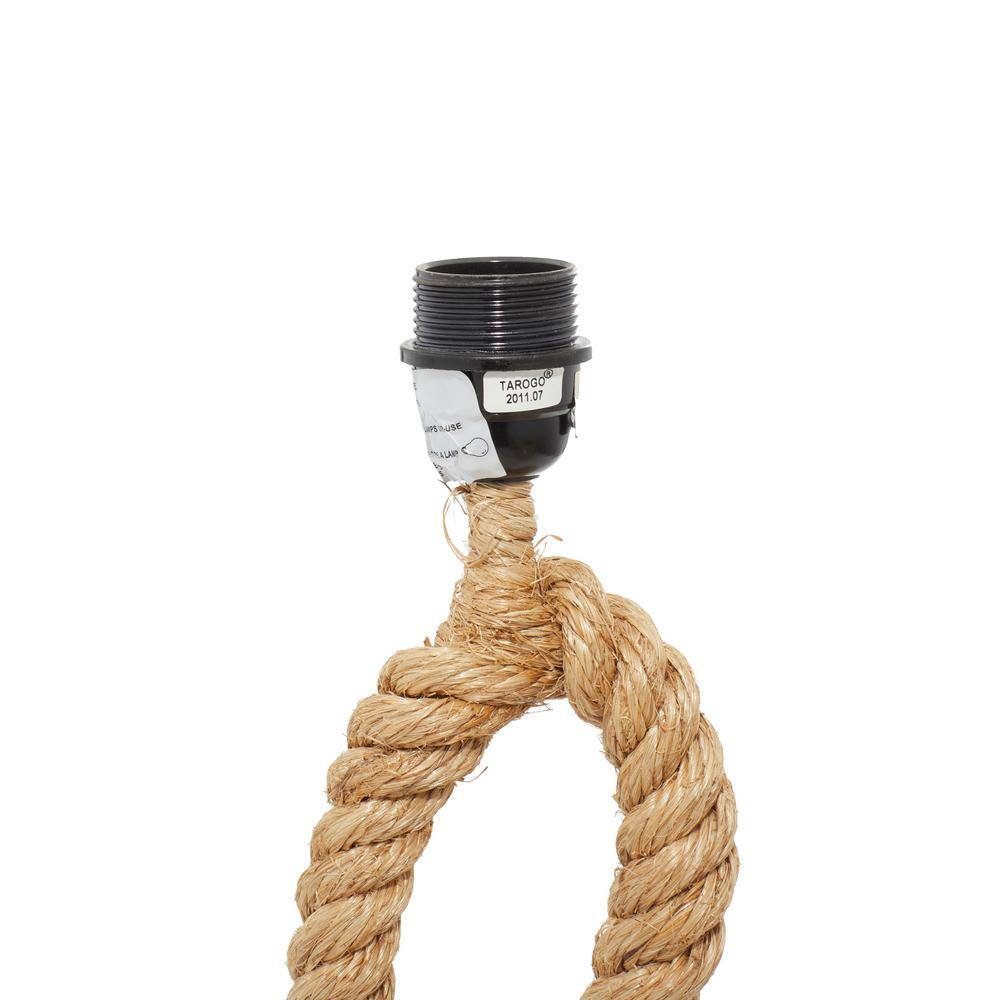 26" Rustic Jute Rope Table Lamp with White Shade