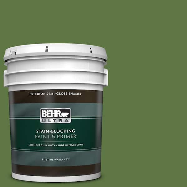 BEHR ULTRA 5 gal. #420D-7 Dill Pickle Semi-Gloss Enamel Exterior Paint & Primer