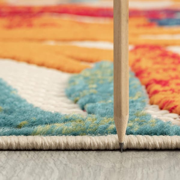 Oasis Floral Multi-Color 8 ft. Round Indoor/Outdoor Area Rug