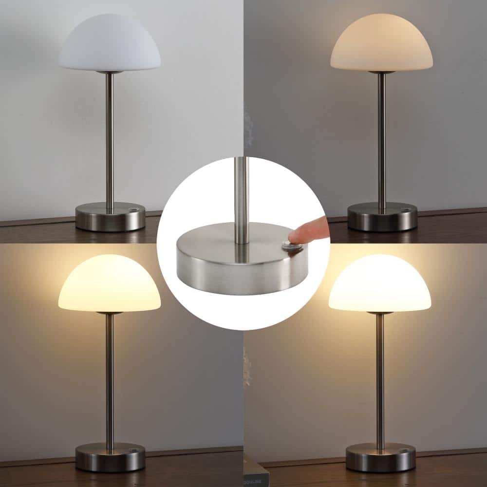 Xavier 12.5" Nickel Polished Cordless LED Buffet Lamp