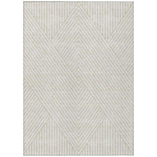 Chantille Machine Washable Indoor/Outdoor Abstract ACN937 Ivory 5 ft. x 7 ft. 6 in. Area Rug