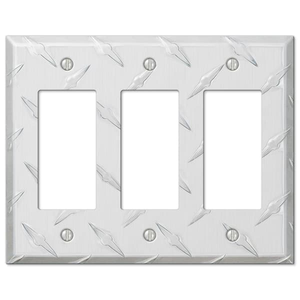 AMERELLE Diamond Plate 3 Gang Rocker Aluminum Wall Plate - Aluminum