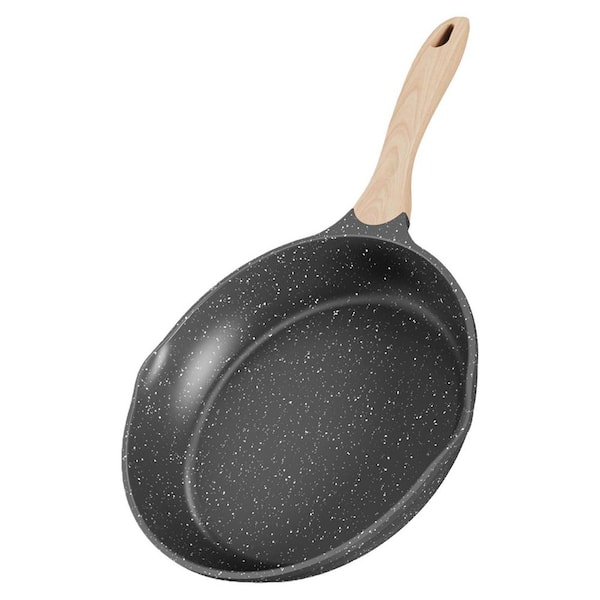 Grey Aluminum 8 in. Stone Coating Nonstick Frying Pan Omelette Pan with Heat-Resistant Handle Compatible with All Stoves