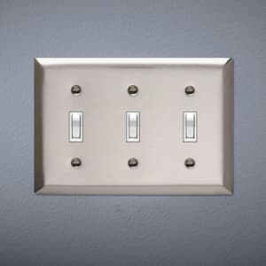 Pass & Seymour 302/304 S/S 3 Gang 3 Toggle Jumbo Wall Plate, Stainless Steel (1-Pack)
