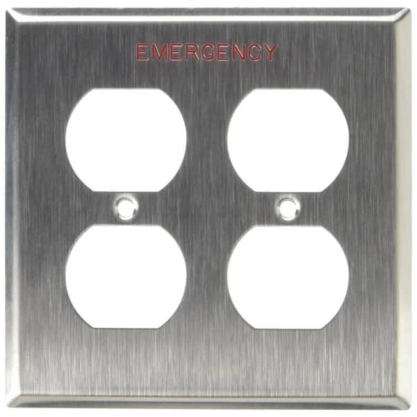 2-Gang Stainless Steel 302 Non-Magnetic Emergency Duplex Outlet/Receptacle Metal Standard Wall Plate (1-Pack) 84016-E40