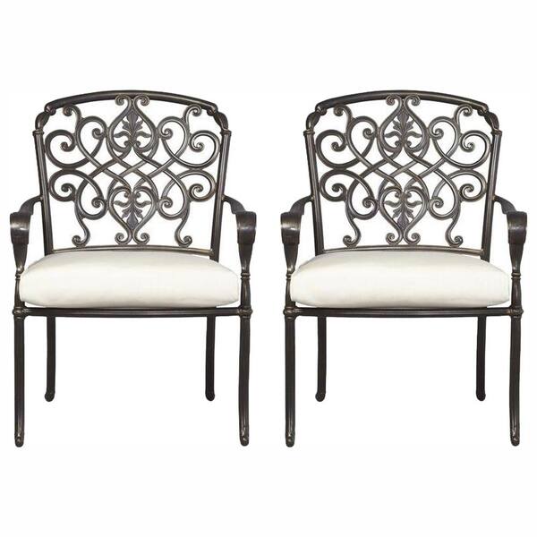 Hampton Bay Edington Cast Back Pair of Patio Dining Chairs with Cushions Included, Choose Your Own Color